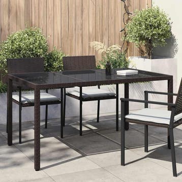 vidaXL Tuinstafel Bruin 150 x 90 x 75 cm poly rattan, Verzenden, Nieuw