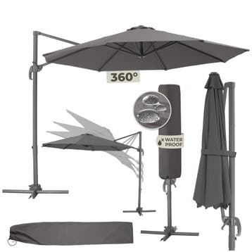 Parasol Ø 300cm met voetpedaal en beschermhoes - grijs, Verzenden, Nieuw