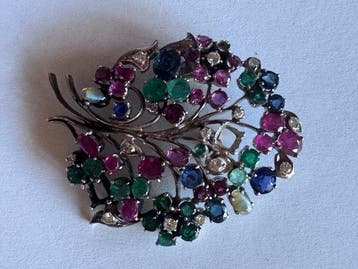 Broche Zilver - 0.32ct. tw. Diamant (Natuurlijk) - Diamant