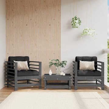 vidaXL Tuinstoelen 2 st massief grenenhout grijs, Verzenden, Nieuw, Tuinset
