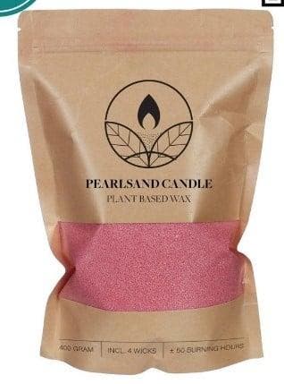 Kaarsenzand Pearl Sand Roze inclusief 4 lonten 400 g, Ophalen of Verzenden, Nieuw