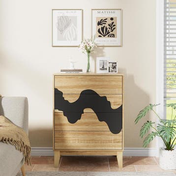Commode - Dressoir - Ladekast - 60x35x82 cm - Bruin - GOOBUY, Verzenden, Zo goed als nieuw