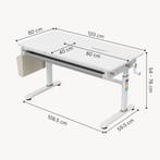 Kinderbureau Kuosa verstelbaar 54-76x120x60 cm grijs en wit, Verzenden, Nieuw