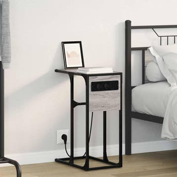 vidaXL Nachtkastje Grijs Sonoma 41,5 x 26 x 60,5 cm Bewerkt, Minder dan 45 cm, Verzenden, Nieuw, 55 tot 70 cm