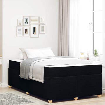 vidaXL Bedframe met matras Zwart 120 x 200 cm Stof, Huis en Inrichting, Slaapkamer | Bedden, Verzenden, Nieuw, Zwart, Stof