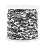 1 meter Trendy plat gevlochten koord 3mm Antraciet zwart, Ophalen of Verzenden, Nieuw, Draad