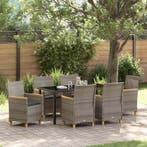 vidaXL Tuin eettafelset 7 pcs Grijs poly rattan, Verzenden, Nieuw, Rotan, 7 zitplaatsen
