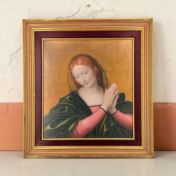 Icoon - Maagd en Gebed - Hout - 44 × 42 cm