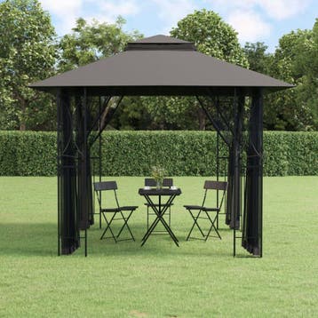 vidaXL Prieel met zijwanden 300x300x270 cm staal, Tuin en Terras, Partytenten, Verzenden, Nieuw