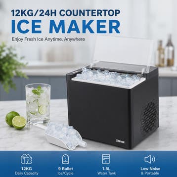 Compacte IJsmachine voor aanrecht - 12KG/24H - Zelfreinigend, Verzenden, Nieuw