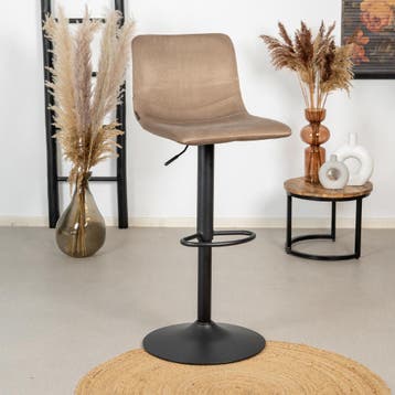 50% Korting: Velvet barkruk Frenkie taupe 60-76 cm, Ophalen, Zo goed als nieuw
