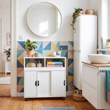 Bijzetkast op wielen Fadeskimma 72x70x20 cm Wit [en.casa], Huis en Inrichting, Verzenden, Nieuw