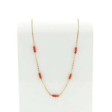 Gouden collier met bloedkoraal (Ketting), Gebruikt, Ophalen of Verzenden, Met edelsteen, Goud