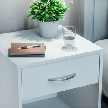 Nachtkastje Hamburg set van 2 Wit 50x40x35cm (Slaapkamer), Verzenden, Nieuw