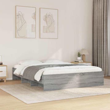 vidaXL Bedframe zonder matras 160x200 cm spaanplaat grijs, Verzenden, 200 cm, Grijs, 160 cm