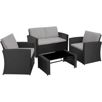 Wicker lounge Lucca - zwart / grijs, Verzenden, Nieuw