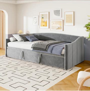 2-in-1 Sofa Bed met Uittrekbaar Bed en Velvet Stoffering 90x, Verzenden, Nieuw