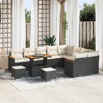 vidaXL Tuin Sofa Set met kussen met opslag 12 pcs Zwart Poly, Verzenden, Nieuw, Rotan
