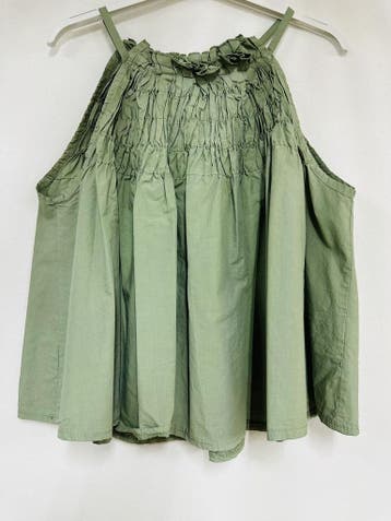 Katoenen zomer spaghetti top - hoge decolleté - cropted top, Nieuw