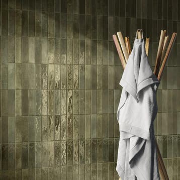 Wandtegel Rak Portofino Musk Groen Glans 6,5x26 (Muurtegels), Nieuw, 20 tot 40 cm, 10 m² of meer, Wandtegels