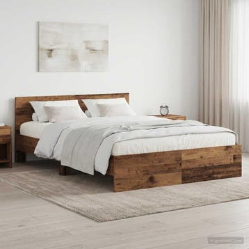 vidaXL Bedframe met hoofdbord Oud hout 140 x 200 cm Bewerkt, Bruin, Verzenden, Hout, Nieuw