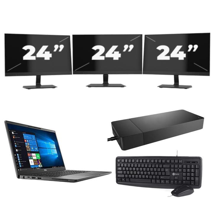 Dell Latitude 7400 -   i5-8e 8GB  - 256GB  + 3x 24 inch, Computers en Software, Windows Laptops, SSD, 14 inch, Qwerty, Refurbished