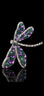 Mooi libel-broche met Swarovski-kristallen - Broche - Broche