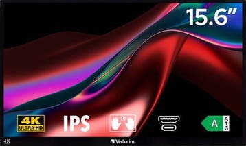2dekans | Verbatim – 15,6 4K Portable Touchscreen Monitor, Computers en Software, Monitoren, Ophalen of Verzenden, Zo goed als nieuw