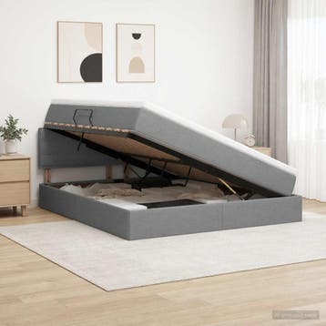 vidaXL Opbergbed met matras Donkergrijs 180 x 200 cm fluweel, Verzenden, Nieuw, Tweepersoons
