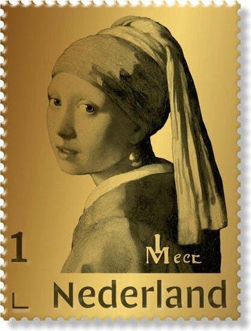 Meisje Met De Parel / Girl With The Pearl - Gouden Postze..., Verzenden, Gestempeld
