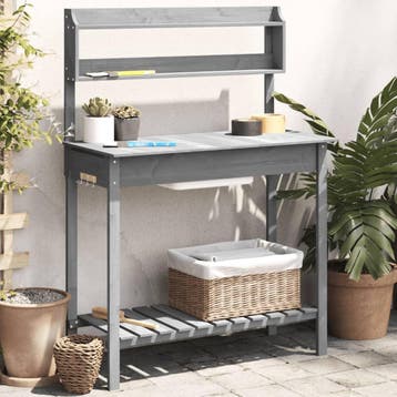 vidaXL Oppottafel met spoelbak 147,5x44x139,5 cm vurenhout, Tuin en Terras, Verzenden, Nieuw