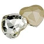 2 x Kristallen cabochon hart – Silver plated achterzijde.., Hobby en Vrije tijd, Kralen en Sieraden maken, Ophalen of Verzenden