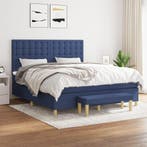 vidaXL Boxspring met matras stof blauw 160x200 cm, 200 cm, Stof, 160 cm, Verzenden