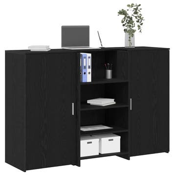 vidaXL Receptiebalie 155x50x103,5 cm bewerkt hout zwart, Verzenden, Nieuw