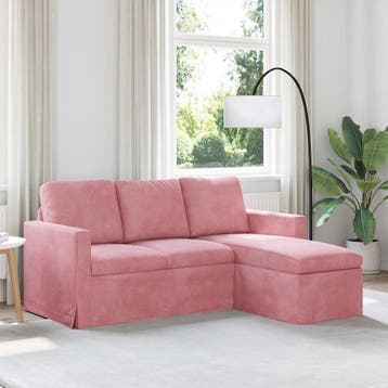 vidaXL Bank Roze 178 x 134 x 80 cm Fluweel, Huis en Inrichting, Verzenden, Nieuw, Stof, Minder dan 150 cm