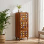 vidaXL Hoge kast Walnotenhout 40 x 33 x 110 cm Massief Mango, Huis en Inrichting, Woonaccessoires | Cd- en Dvd-rekken, Verzenden