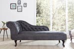 Chesterfield chaise longue 170cm antiekgrijs met, Ophalen of Verzenden, Nieuw