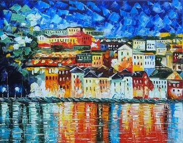 Elen Markcheva (1960) - Night lights of Greek town