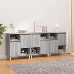 vidaXL Dressoirs 3 st 60x35x70 cm bewerkt hout grijs sonoma, Verzenden, Nieuw, 50 tot 100 cm, 25 tot 50 cm