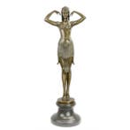sculptuur, Large High-End Bronze Sculpture “Scarab Dancer” –, Antiek en Kunst