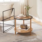 Bijzettafel Latama rond Ø51x45 cm zwart en brons [en.casa], Verzenden, Nieuw