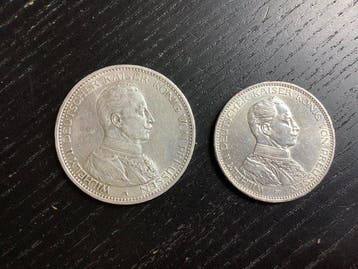 Duitsland, keizerrijk Wilhelm II. 3 en 5 Mark 1914 1914,, Postzegels en Munten, Munten | Europa | Niet-Euromunten