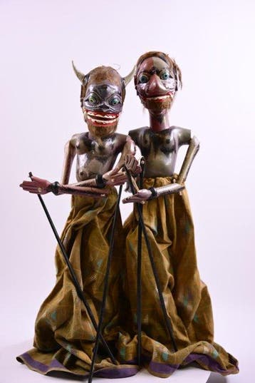 Wayang golek (2) - Hout, Katoen - 1970-1980, Antiek en Kunst
