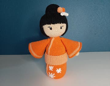 Haakpatroon byClaire Kokeshi Kohaku - Oranje, Ophalen of Verzenden, Nieuw, Breien of Haken, Wol of Garen