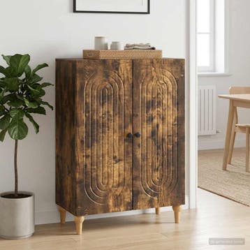vidaXL Dressoir Gerookt eiken 66 x 34,5 x 90 cm Bewerkt hout, Verzenden, Nieuw, Overige houtsoorten, Minder dan 50 cm