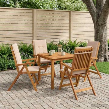 vidaXL 5-delige tuin eetset Naturel Massief Acaciahout, Verzenden, Nieuw