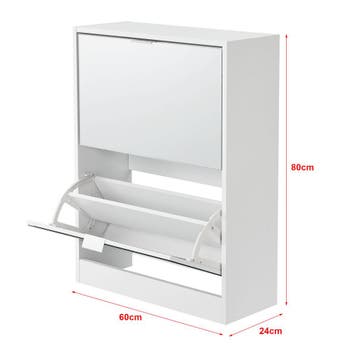 [en.casa] Schoenenkast Kragerø met spiegels 80x60x24 cm wit, Verzenden, Nieuw