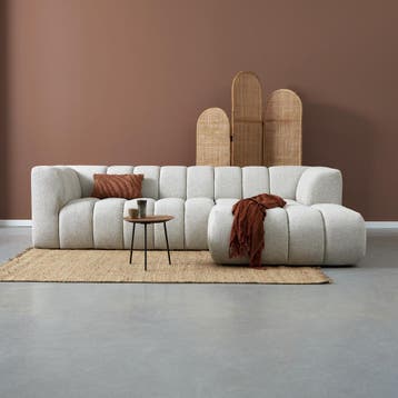*WOONWINKEL* Bank Met Strepen Stiksel Grijsbeige Chaise Long, Verzenden, Nieuw