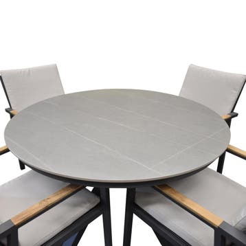 Lola Samantha dining tuinset 120xH75 cm rond 5 delig, Tuin en Terras, Tuinsets en Loungesets, Ophalen of Verzenden, Nieuw
