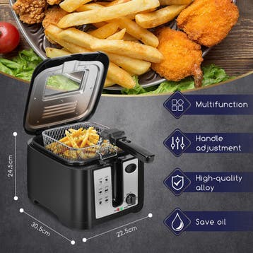 Frituurpan - Friteuse - Geurfilter - 1650W - Zwart - 2.5L -, Witgoed en Apparatuur, Frituurpannen, Verzenden, Zo goed als nieuw